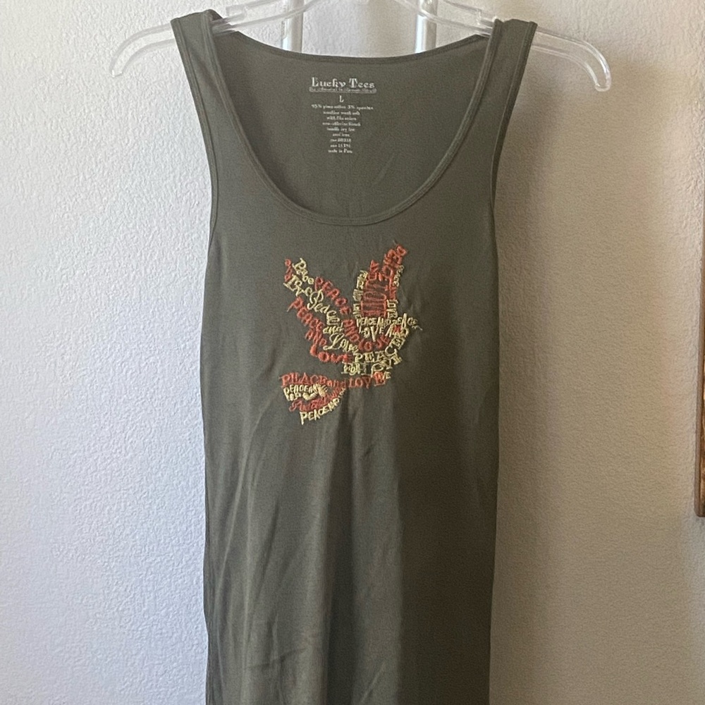 Top Brand: Lucky Tees Size: large  Dark green